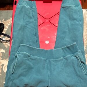 Champion Teal Reverse Weave Cuffed Sweatpants